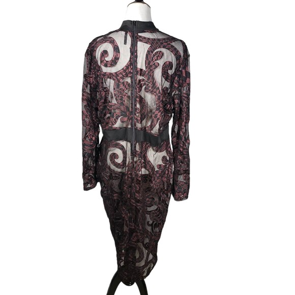 Goodtime USA Women's Plus 3X Stretchy Sheer Burgundy Glitter Black Dress As is - Picture 7 of 11